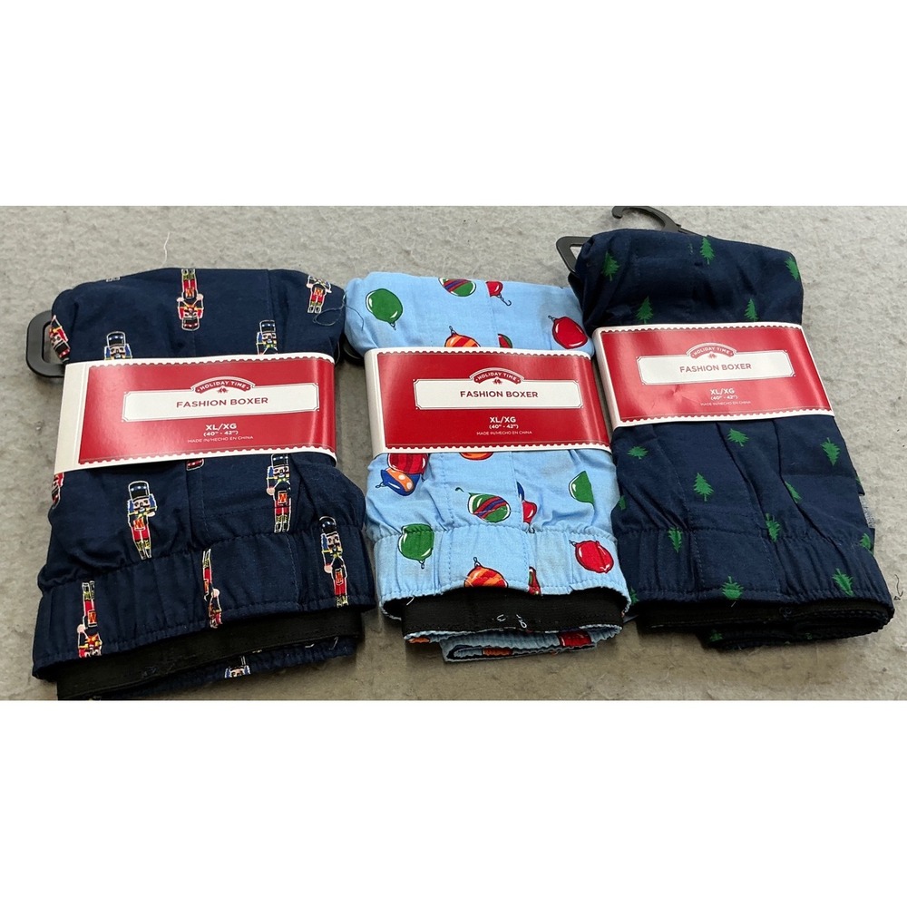 Holiday Time Mens Fashion Boxer 3 Pack Christmas Nutcracker Tree XL 40-42 NWT